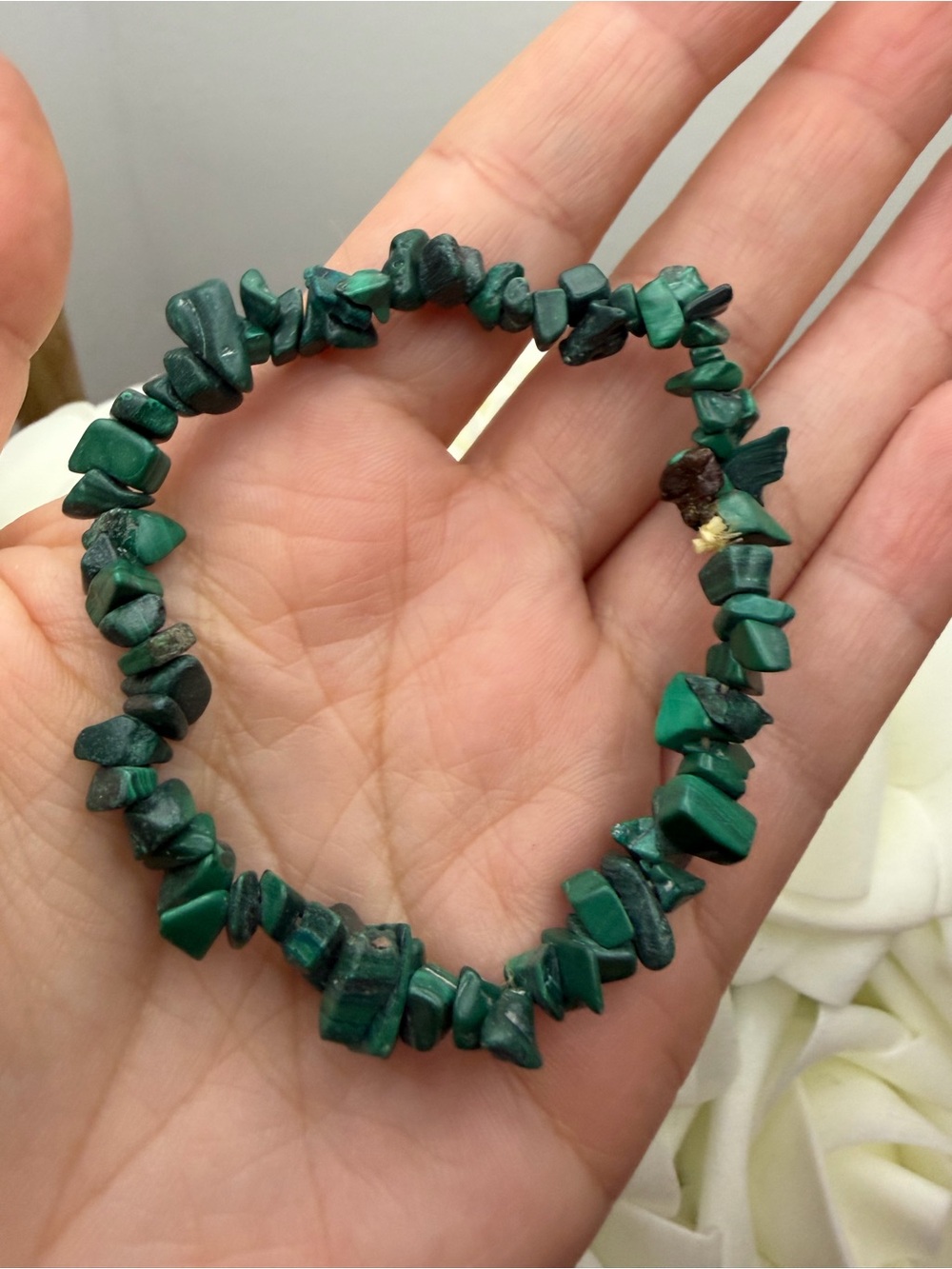 Green Chip Stone Stretch Bracelet - Unbranded